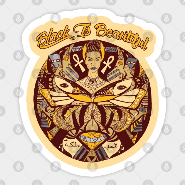 Champagne Butterfly Goddess  - Black Is Beautiful Sticker by kenallouis